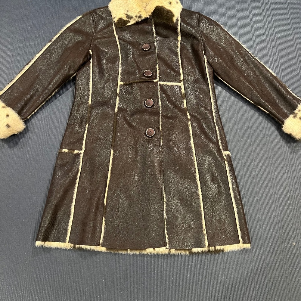 LAUNDRY by Shelli Segal FAUX Leather/Pony FUR COAT - NWOT